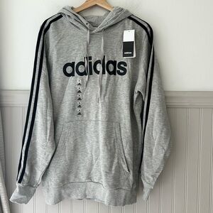 ⭐️ NEW Adidas Men's Small 3 Stripes Gray Hoodie Sweater